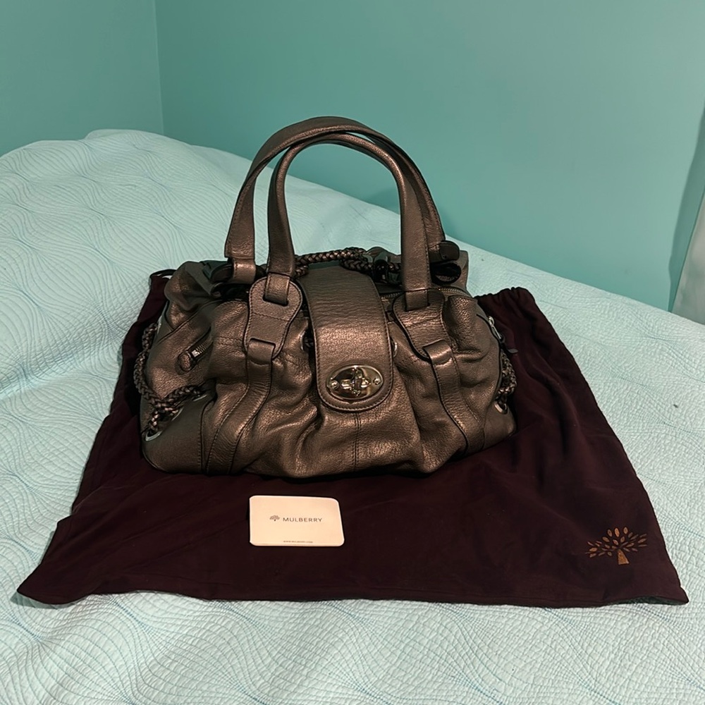 Mulberry Large Agyness Gunmetal metallic Satchel